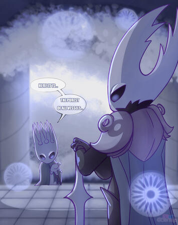 Hollow Knight fanart starring Pure Vessel and the Pale King