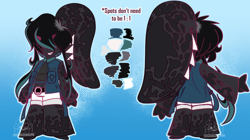 Custom design commission for a Mawile. Based on melanistic crocodiles